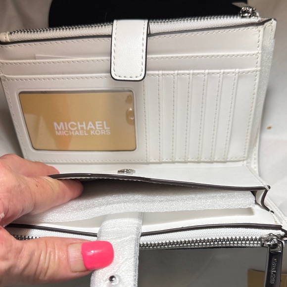 NWT Michael Kors Double Zip Denim/Leather Wallet/Wristlet